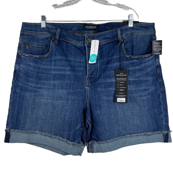 LIVERPOOL Plus Size 24 W “The Short” dark Wash Stretch denim shorts |Color Lumis - Picture 2 of 9